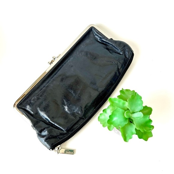 HOBO Handbags - HOBO International Mavis Millie Metal Frame Zipper Bottom Leather Clutch Black